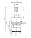 1/2 Inch Brass Tap Cartridge with Ceramic Disc 14 Cold Type